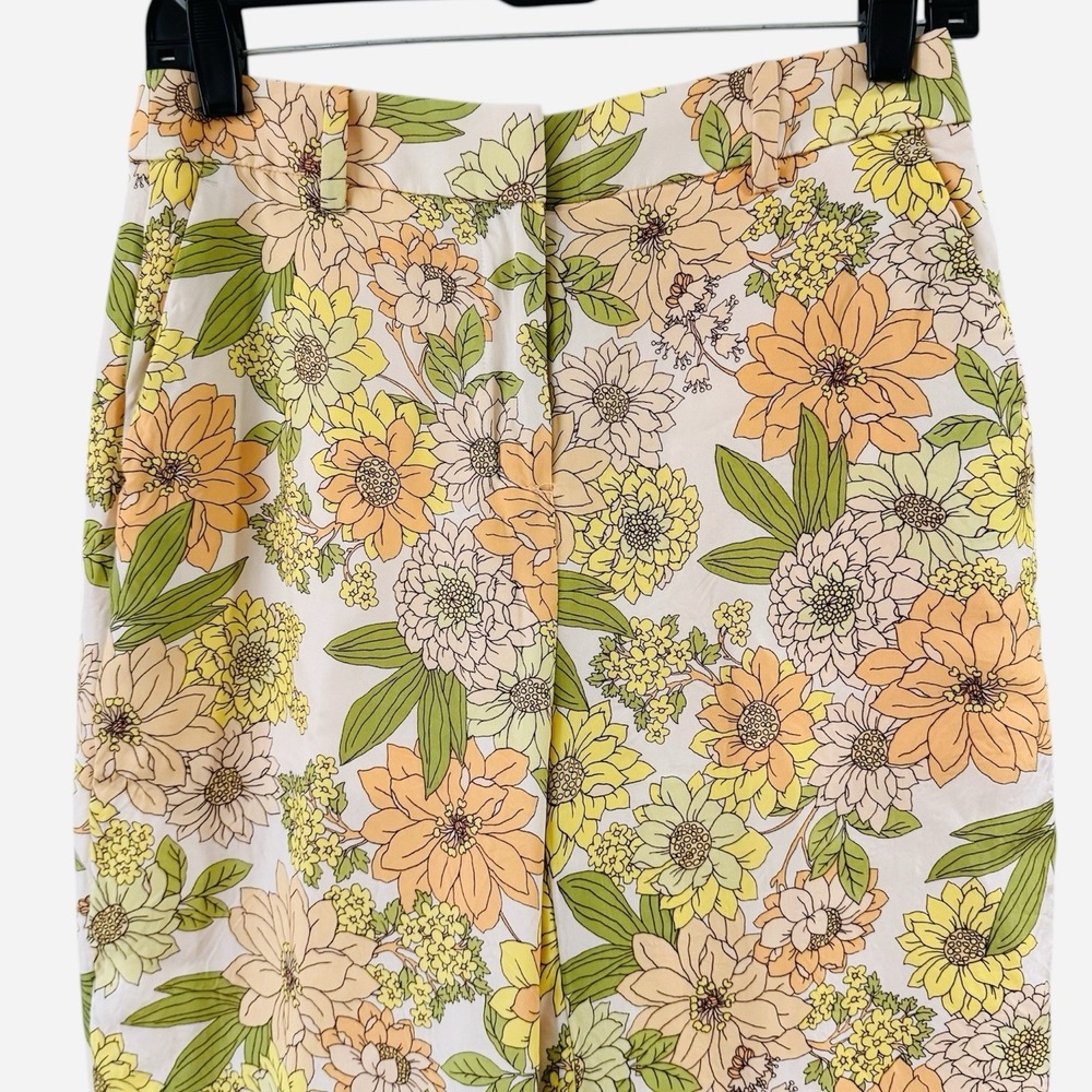 J Crew Drapey Cup to Blend Trouser Pants Womens 2 Zinnia Floral‎ Lined